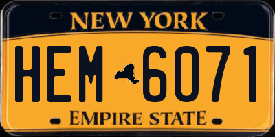 NY license plate HEM6071