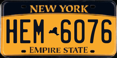 NY license plate HEM6076