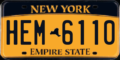 NY license plate HEM6110