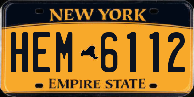 NY license plate HEM6112