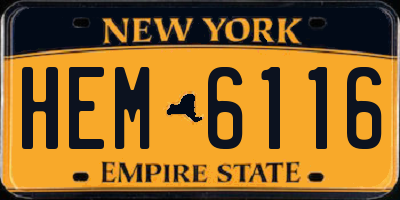 NY license plate HEM6116