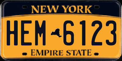 NY license plate HEM6123