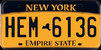 NY license plate HEM6136