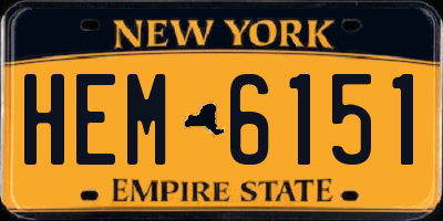 NY license plate HEM6151