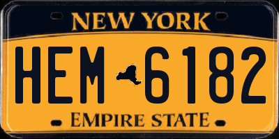 NY license plate HEM6182