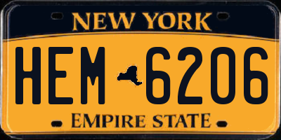 NY license plate HEM6206