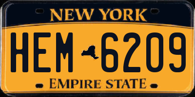 NY license plate HEM6209