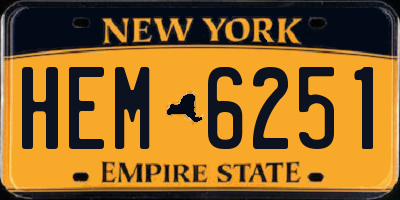 NY license plate HEM6251