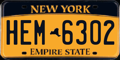 NY license plate HEM6302