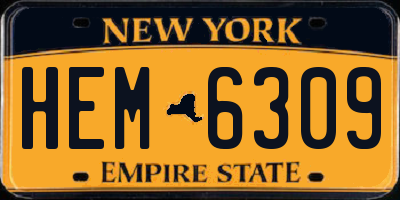 NY license plate HEM6309
