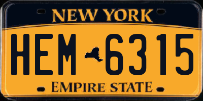 NY license plate HEM6315