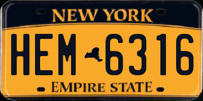 NY license plate HEM6316