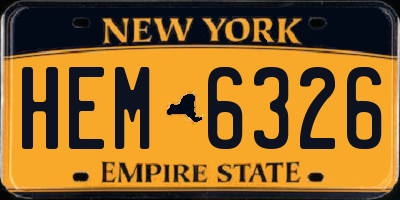 NY license plate HEM6326