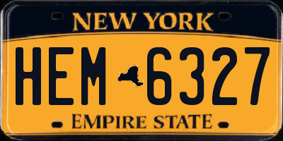NY license plate HEM6327