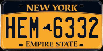 NY license plate HEM6332