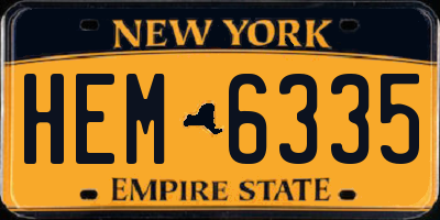 NY license plate HEM6335