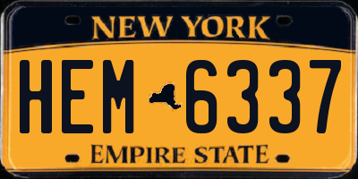 NY license plate HEM6337