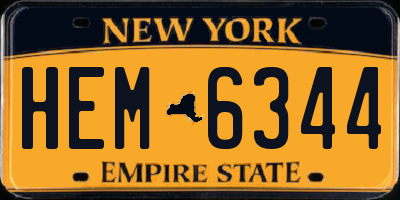 NY license plate HEM6344