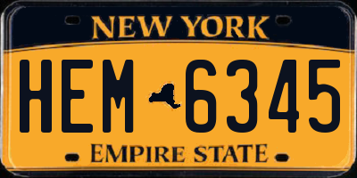 NY license plate HEM6345