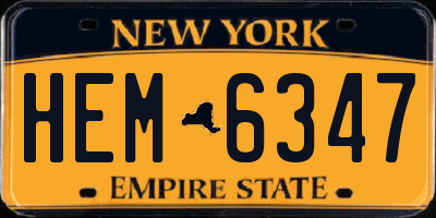 NY license plate HEM6347