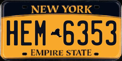 NY license plate HEM6353
