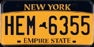 NY license plate HEM6355
