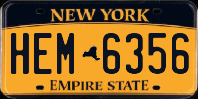 NY license plate HEM6356
