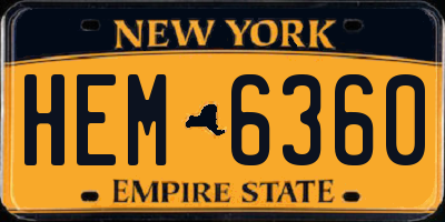 NY license plate HEM6360