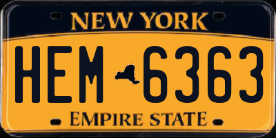 NY license plate HEM6363