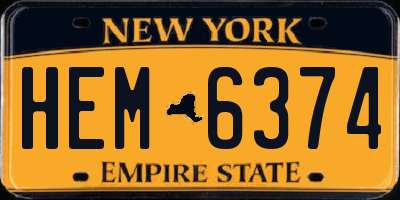 NY license plate HEM6374