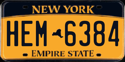NY license plate HEM6384