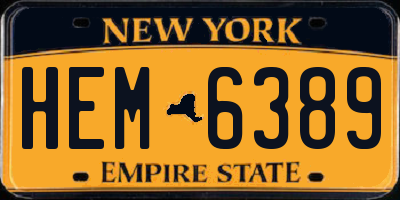 NY license plate HEM6389