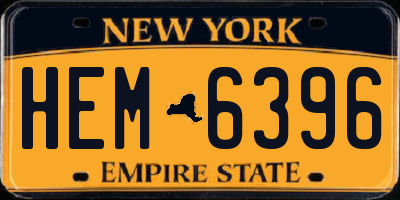 NY license plate HEM6396