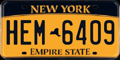 NY license plate HEM6409