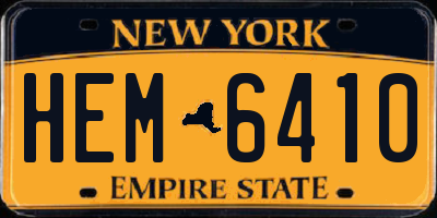 NY license plate HEM6410
