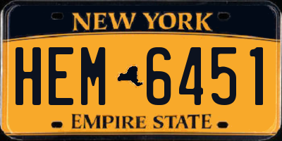 NY license plate HEM6451
