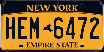 NY license plate HEM6472