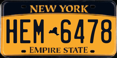 NY license plate HEM6478