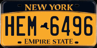 NY license plate HEM6496