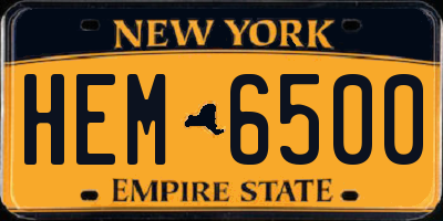 NY license plate HEM6500
