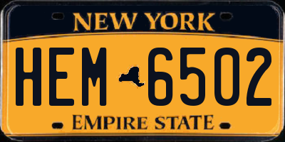 NY license plate HEM6502