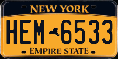 NY license plate HEM6533