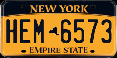 NY license plate HEM6573