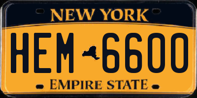 NY license plate HEM6600
