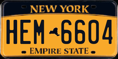 NY license plate HEM6604