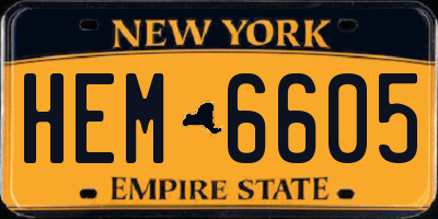 NY license plate HEM6605