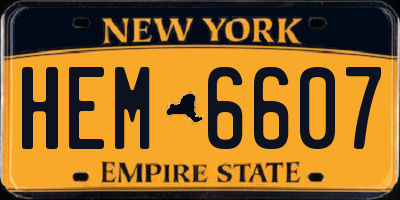 NY license plate HEM6607