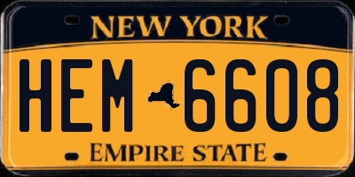 NY license plate HEM6608