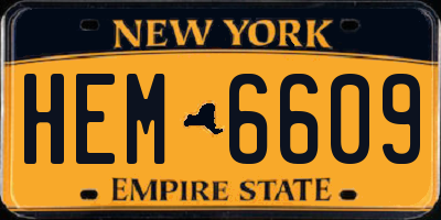 NY license plate HEM6609