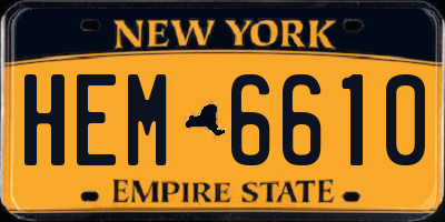 NY license plate HEM6610